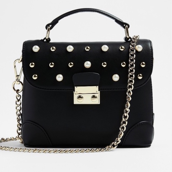 Express Pearl Embellished Crossbody or Top Handled Bag Turnlock Closure - Picture 1 of 6